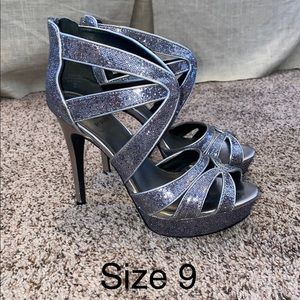 Silver sparkly heels